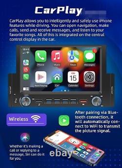 1 Din Radio Car Stereo Touch Screen MP5 Player Wifi GPS For CarPlay Android Auto