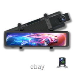 11.26in Dual Lens Car Rearview Mirror DVR Dash Cam Front/Rear Camera Recorder