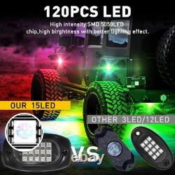16Pods RGB LED Under Car ATV UTV Rock Lights Chassis Neon Underglow Lamp App UK
