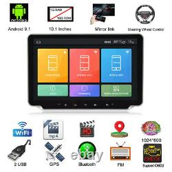 1DIN Rotatable Android9.1 Car MP5 Player Dashboard Stereo Radio GPS WIFI 10.1in