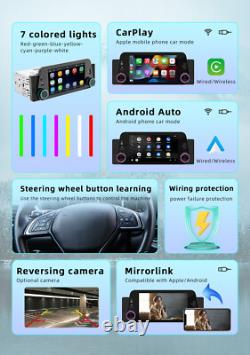 1Din Car Radio Stereo For CarPlay Android Auto Bluetooth MP5 Player With4LED Cam