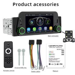 1Din Car Radio Stereo For CarPlay Android Auto Bluetooth MP5 Player With4LED Cam