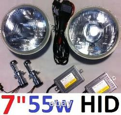 1pr Ford Cortina Mk1 Mk2 Escort Headlights HID Hi/Lo 7 round lights