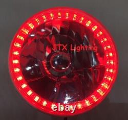 1pr Ford Cortina Mk1 Mk2 Escort Red LED Halo 7 Round Headlights Lights