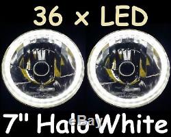 1pr WHITE 7 Halo Lights & 70w HID Kit Ford Escort Cortina Mk1 Mk2 Lights