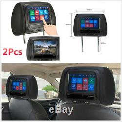 2X 12V 7 Touch Screen Universal Autos Headrest Monitors MP5 Player FM USB BT IR