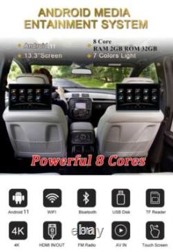 2X 13.3 Android11 Car Headrest Touch Screen Monitor 1080 PFM WIFI Bluetooth