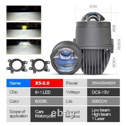 2pcs 2.0'' Laser Headlight Bi LED Projector Lens Hi/Low Beam for Ford Bracket