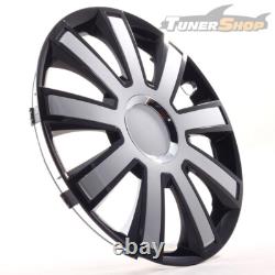 4 Hub Caps 14 Inch Wheel Trims Covers Flash III schwarz / silber for Citroen For