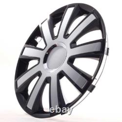 4 Hub Caps 14 Inch Wheel Trims Covers Flash III schwarz / silber for Citroen For