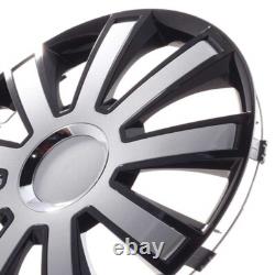 4 Hub Caps 14 Inch Wheel Trims Covers Flash III schwarz / silber for Citroen For