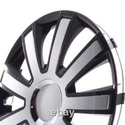 4 Hub Caps 14 Inch Wheel Trims Covers Flash III schwarz / silber for Citroen For