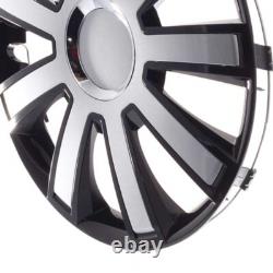 4 Hub Caps 14 Inch Wheel Trims Covers Flash III schwarz / silber for Citroen For