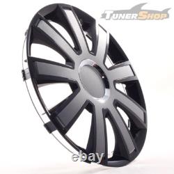 4 Hub Caps 15 Inch Wheel Trims Covers Flash VIII schwarz / grau for Citroen Ford