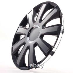 4 Hub Caps 15 Inch Wheel Trims Covers Flash VIII schwarz / grau for Citroen Ford