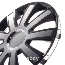 4 Hub Caps 15 Inch Wheel Trims Covers Flash VIII schwarz / grau for Citroen Ford