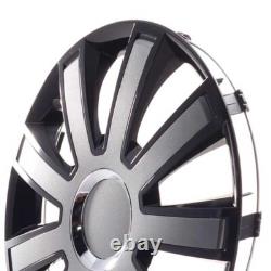 4 Hub Caps 15 Inch Wheel Trims Covers Flash VIII schwarz / grau for Citroen Ford