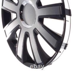 4 Hub Caps 15 Inch Wheel Trims Covers Flash VIII schwarz / grau for Citroen Ford
