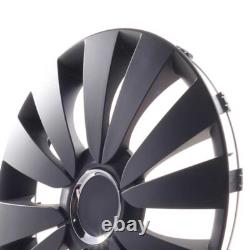 4 Hub Caps 15 Inch Wheel Trims Covers Sky Black schwarz for Citroen Ford Lancia