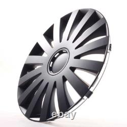 4 Hub Caps 15 Inch Wheel Trims Covers Wind Black schwarz for Citroen Ford Lancia