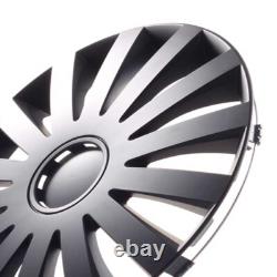 4 Hub Caps 15 Inch Wheel Trims Covers Wind Black schwarz for Citroen Ford Lancia