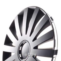 4 Hub Caps 15 Inch Wheel Trims Covers Wind Black schwarz for Citroen Ford Lancia