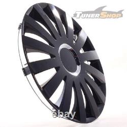 4 Hub Caps 17 Inch Wheel Trims Covers Sail Black schwarz for Citroen Ford Lancia