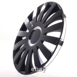 4 Hub Caps 17 Inch Wheel Trims Covers Sail Black schwarz for Citroen Ford Lancia