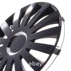 4 Hub Caps 17 Inch Wheel Trims Covers Sail Black schwarz for Citroen Ford Lancia
