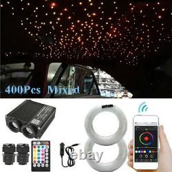 400Pcs Mixed Fiber Optic 32W RGBW LED Dual Head Car Roof Star Starry Lamp BT APP