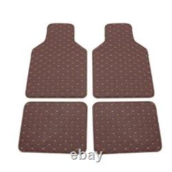 4Pcs PU Leather Car Interior Floor Mats Carpet Cushion For All Weather Coffee