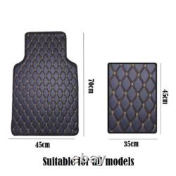 4Pcs PU Leather Car Interior Floor Mats Carpet Cushion For All Weather Coffee