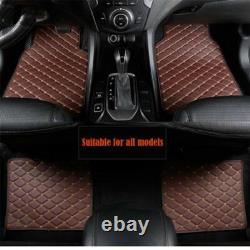 4Pcs PU Leather Car Interior Floor Mats Carpet Cushion For All Weather Coffee