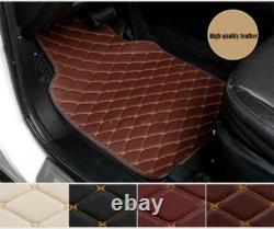 4Pcs PU Leather Car Interior Floor Mats Carpet Cushion For All Weather Coffee