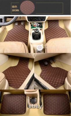 4Pcs PU Leather Car Interior Floor Mats Carpet Cushion For All Weather Coffee