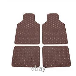 4Pcs PU Leather Car Interior Floor Mats Carpet Cushion For All Weather Coffee