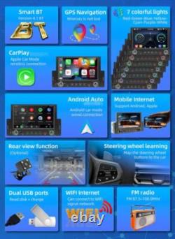 6.2in 1 DIN Car Stereo Radio Bluetooth CarPlay Player FM GPS Wifi USB WithCamera
