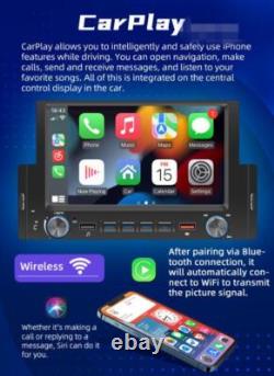 6.2in 1 DIN Car Stereo Radio Bluetooth CarPlay Player FM GPS Wifi USB WithCamera