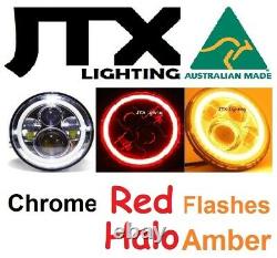 7 JTX CHROME Headlights RED Flash AMBER Ford Cortina Mk1 Mk2 Escort