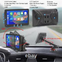 7In Car Radio Portable Stereo Wireless Carplay Android Auto WithCamera&Microphone