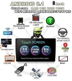 8 Inch Android 8.1 Head Unit Car Stereo GPS Sat Nav WIFI Radio 2 Din Touchscreen