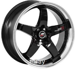 Alloy Wheels (4) 7.0x17 Lenso D1R Black Polished Lip 4x108 et40