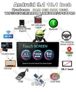 Android 9.1 10.1Double 2Din Touch Screen Quad-Core 1+16G Car Stereo Radio GPS