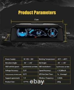 Car Board Head Up Display HUD OBD2 Speedometer Inclinometer Compass Slope Meter