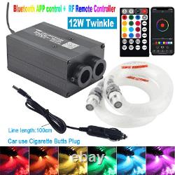 Car Dual Head Fiber Optic 12W Lights Smart RGBW Twinkle RF Remote Bluetooth APP