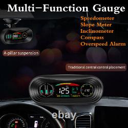 Car HUD Speedometer GPS Slope Meter Inclinometer Compass Overspeed Alarm Guage