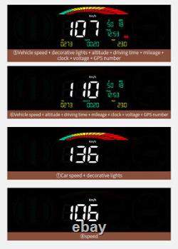 Car HUD Speedometer GPS Slope Meter Inclinometer Compass Overspeed Alarm Guage