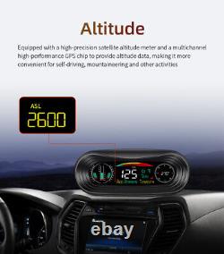 Car HUD Speedometer GPS Slope Meter Inclinometer Compass Overspeed Alarm Guage