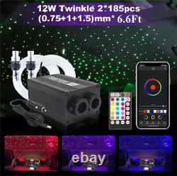 Car Headliner LED Twinkle Fiber Optic Lights BT APP Remote Control 370Pcs Cable