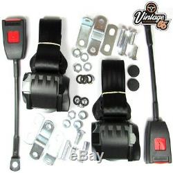 Classic Ford Front Pair Fully Automatic Inertia Black Seat Belt Kits E Approved